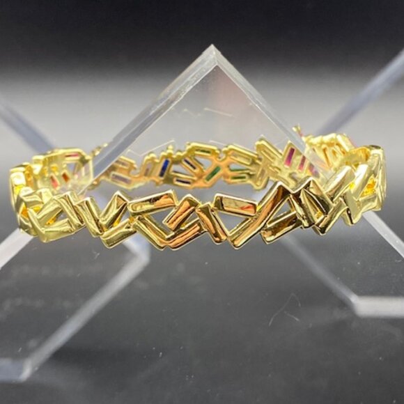 Rainbow Zircon Gemstone Bangle Bracelet - Picture 6 of 9